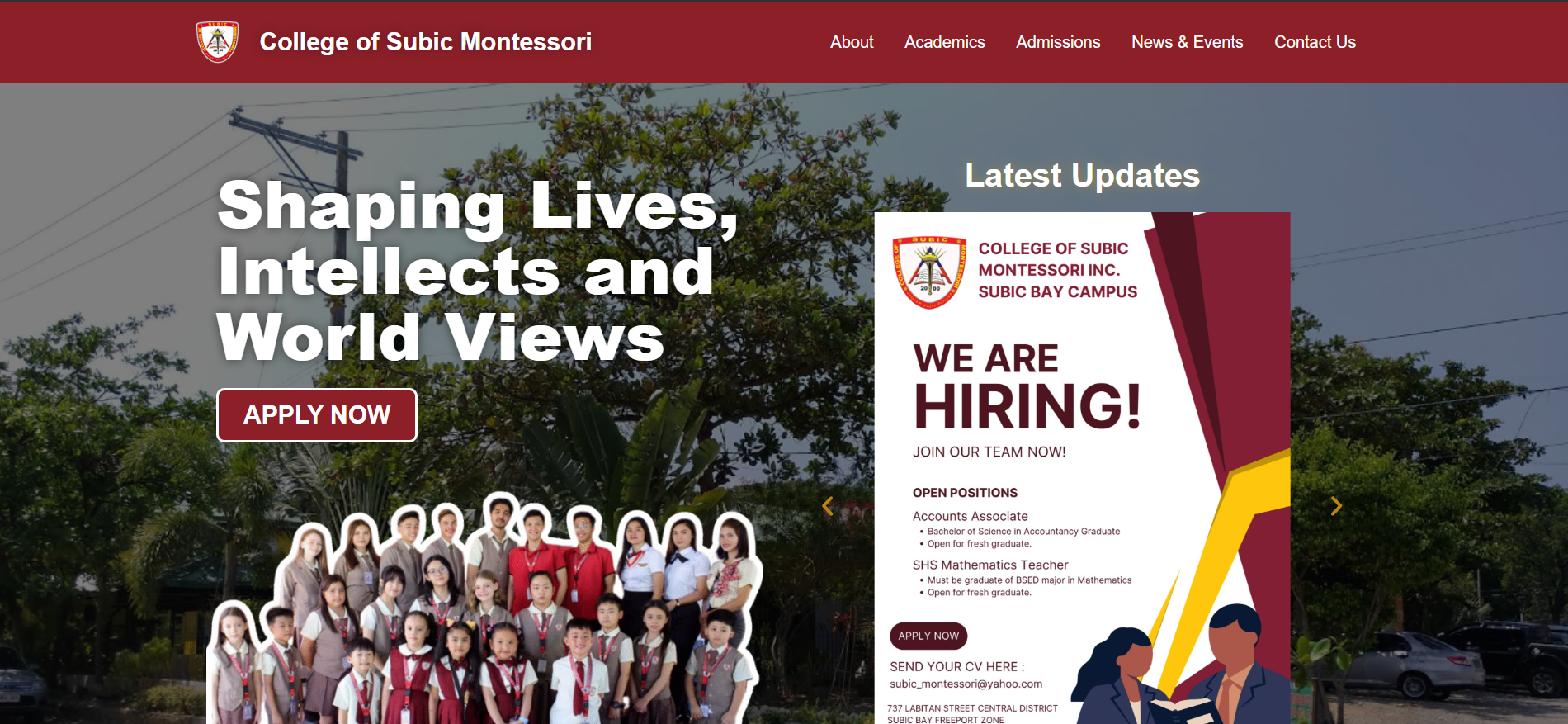 College of Subic Montessori campus announcement and group photo